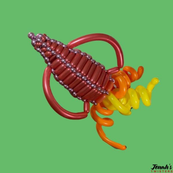 A rocket made out of balloons