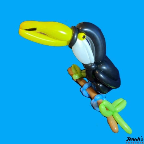A tucan made out of balloons